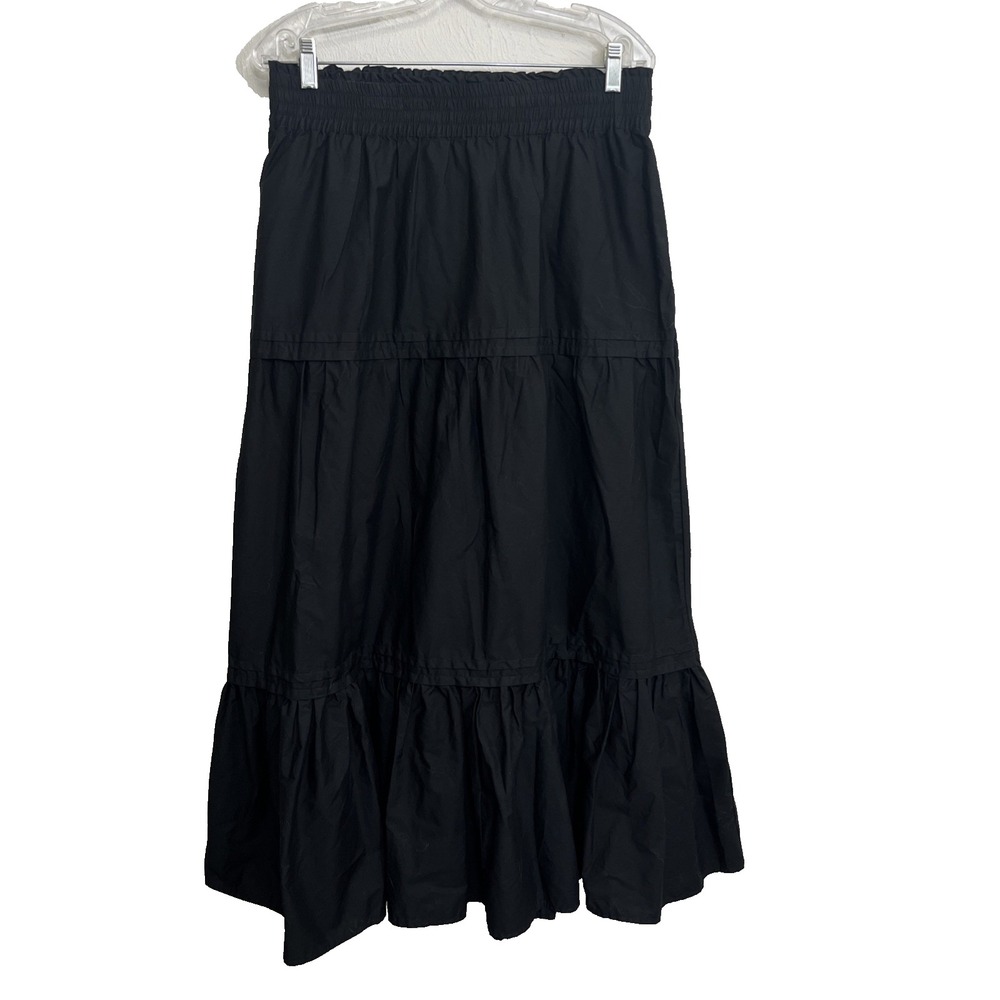 Velvet Heart Los Angeles Black Tiered Maxi Skirt Size L Cotton Pockets